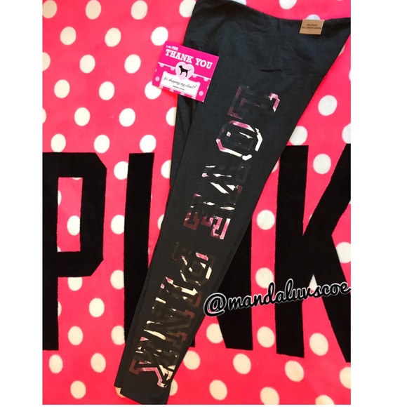 💗VS PINK GREY PURPLE TIE DYE LOGO LEGGINGS - Picture 6 of 14